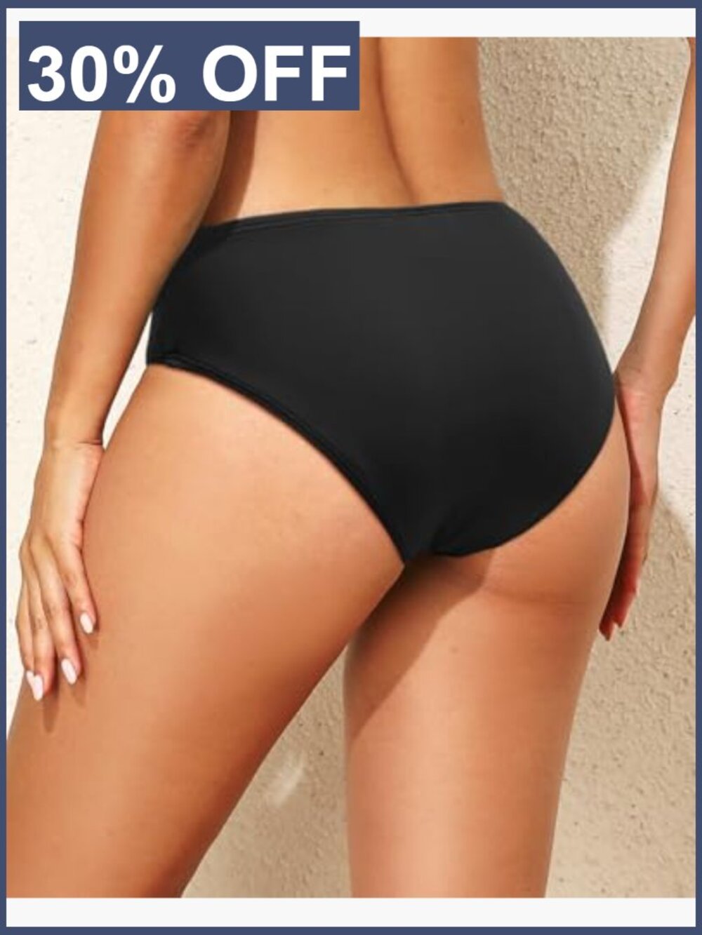 Mid Rise Ruched Bikini Bottom Full Coverage Tummy Control - Picture 3 of 7